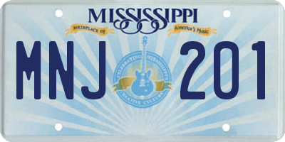 MS license plate MNJ201