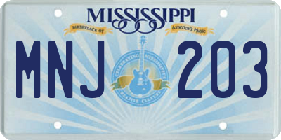 MS license plate MNJ203