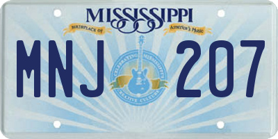 MS license plate MNJ207