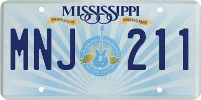 MS license plate MNJ211
