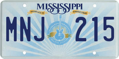 MS license plate MNJ215