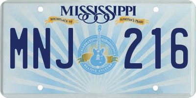 MS license plate MNJ216