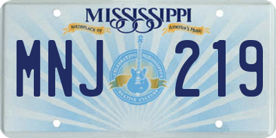 MS license plate MNJ219