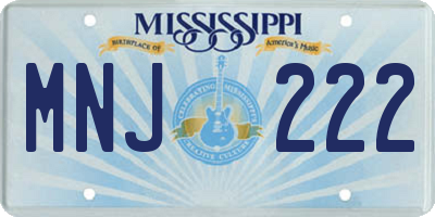 MS license plate MNJ222
