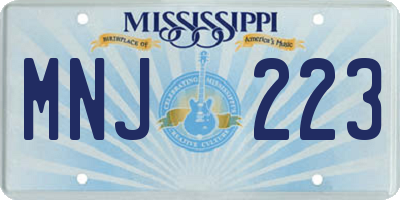 MS license plate MNJ223