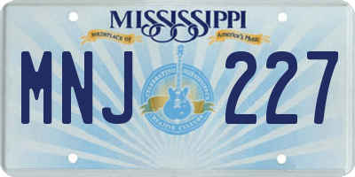 MS license plate MNJ227