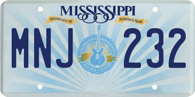 MS license plate MNJ232