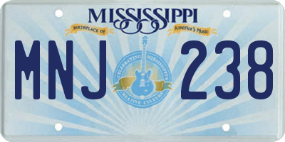 MS license plate MNJ238