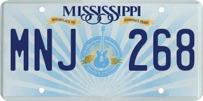 MS license plate MNJ268