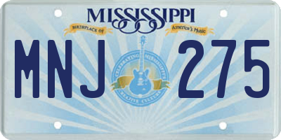 MS license plate MNJ275