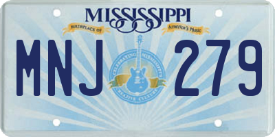 MS license plate MNJ279