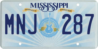 MS license plate MNJ287