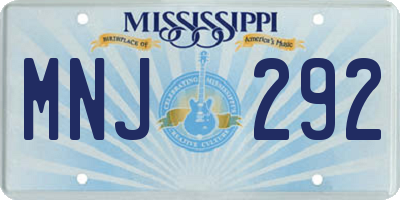 MS license plate MNJ292