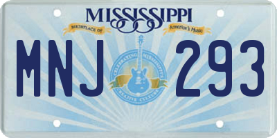 MS license plate MNJ293