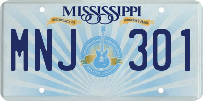 MS license plate MNJ301