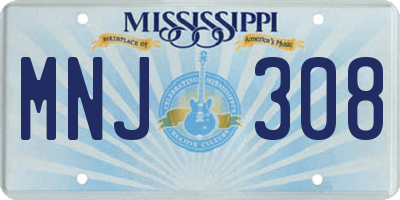 MS license plate MNJ308