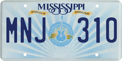 MS license plate MNJ310