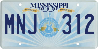 MS license plate MNJ312