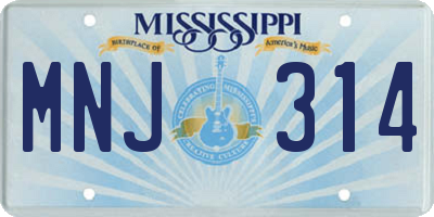 MS license plate MNJ314