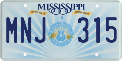 MS license plate MNJ315