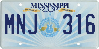 MS license plate MNJ316
