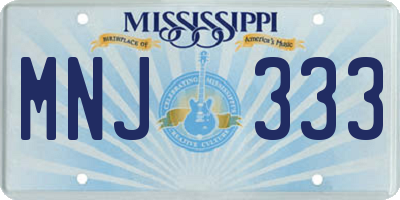 MS license plate MNJ333