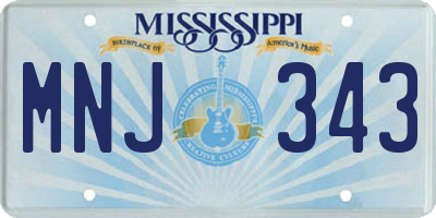 MS license plate MNJ343