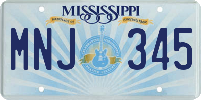 MS license plate MNJ345