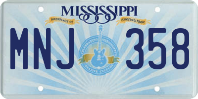 MS license plate MNJ358