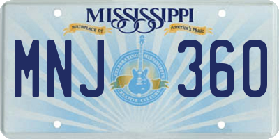 MS license plate MNJ360