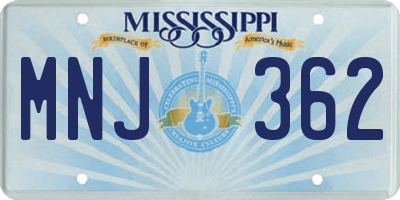 MS license plate MNJ362