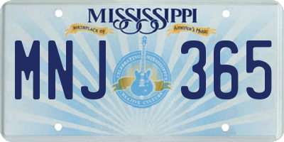 MS license plate MNJ365