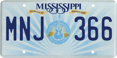 MS license plate MNJ366