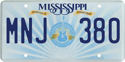 MS license plate MNJ380