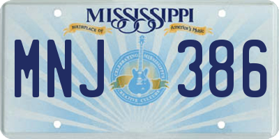 MS license plate MNJ386