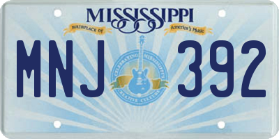 MS license plate MNJ392