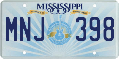 MS license plate MNJ398