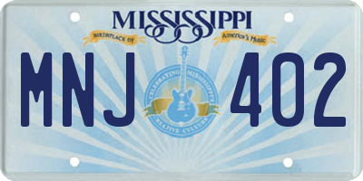 MS license plate MNJ402