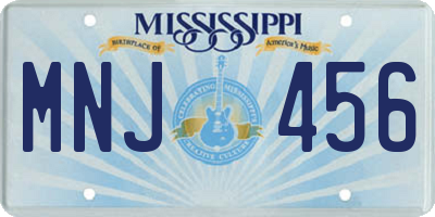 MS license plate MNJ456