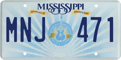MS license plate MNJ471