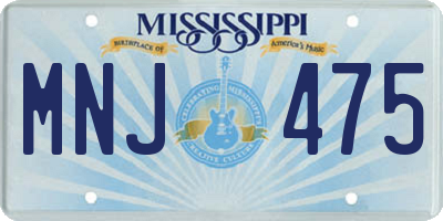 MS license plate MNJ475