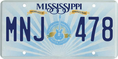 MS license plate MNJ478