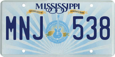 MS license plate MNJ538