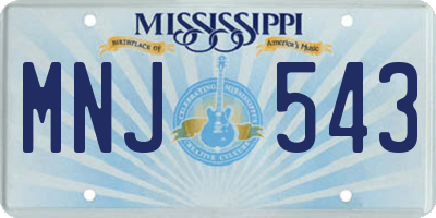 MS license plate MNJ543