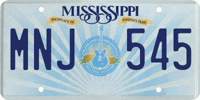 MS license plate MNJ545