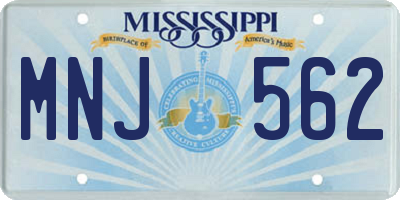 MS license plate MNJ562