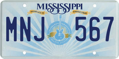 MS license plate MNJ567