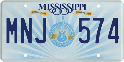 MS license plate MNJ574