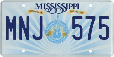 MS license plate MNJ575