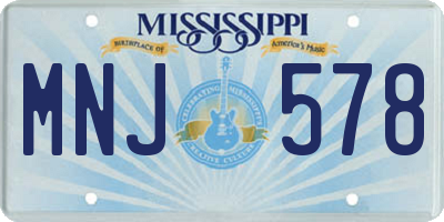 MS license plate MNJ578